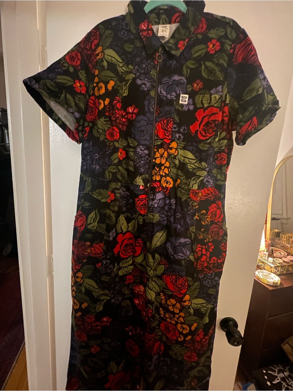 Lucy & Yak Floral Print Short-Sleeve Jumpsuit in Multi - Size 18 - Picture 4 of 14